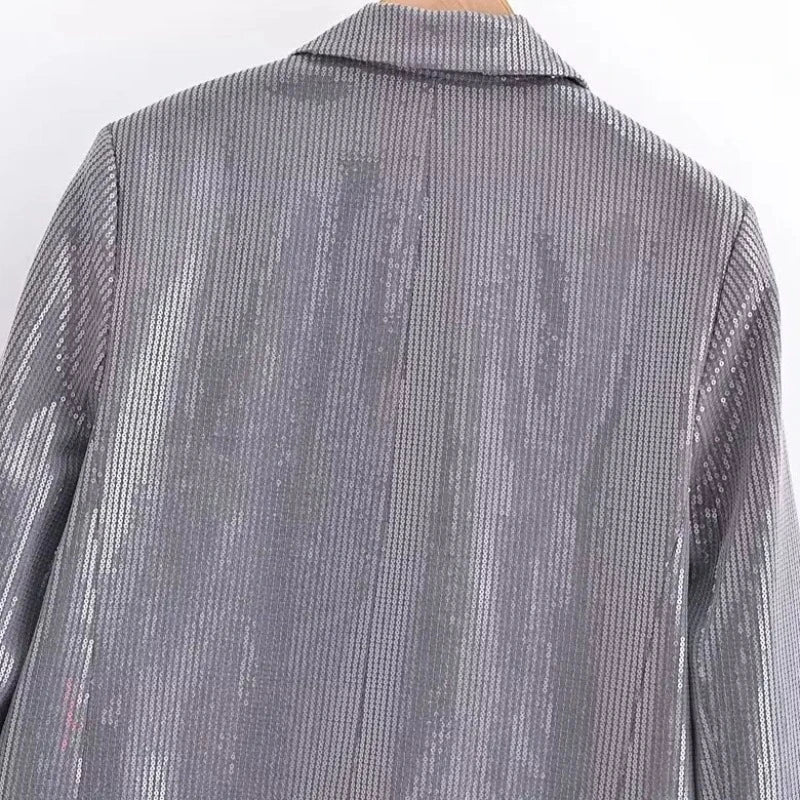 Pailletten Kostüm Set Grau für Damen