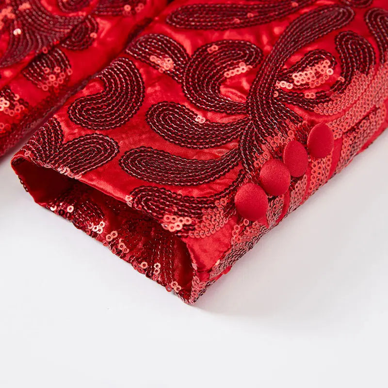 Herren-Anzugjacke mit Pailletten-Blatt-Design