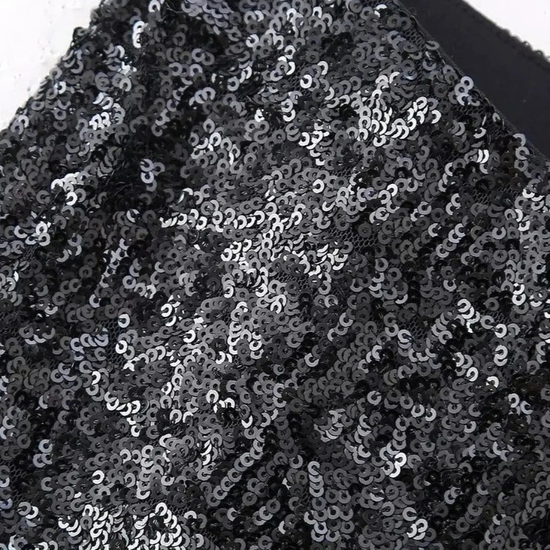 Weit geschnittene Damen-Paillettenhose