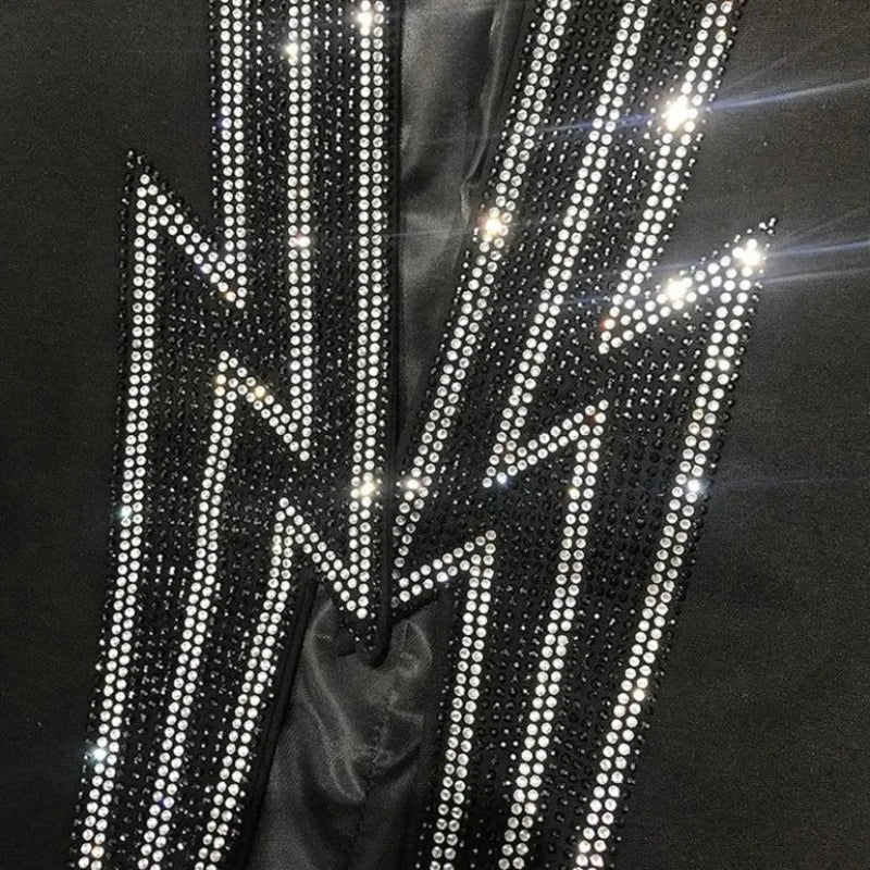 Herren Blazer Jacke mit Strass und Reißverschluss