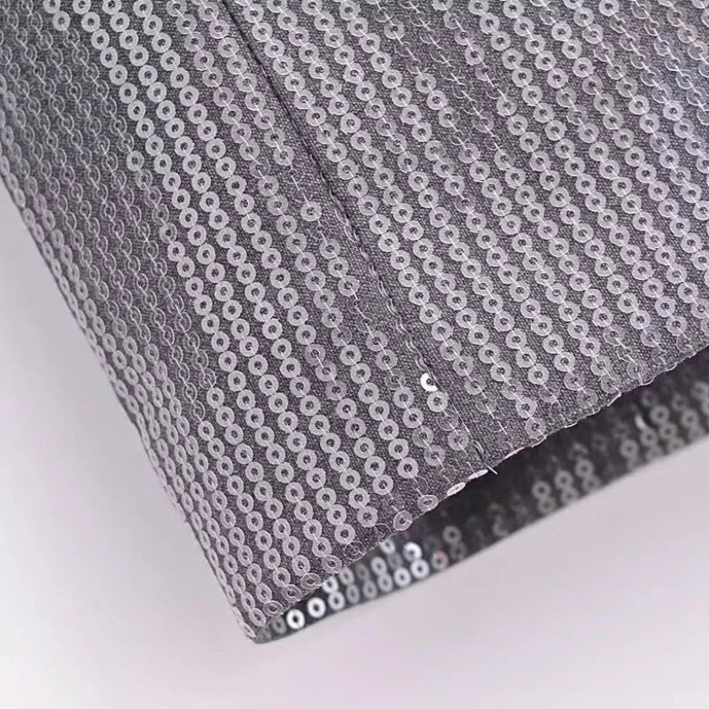 Pailletten Kostüm Set Grau für Damen