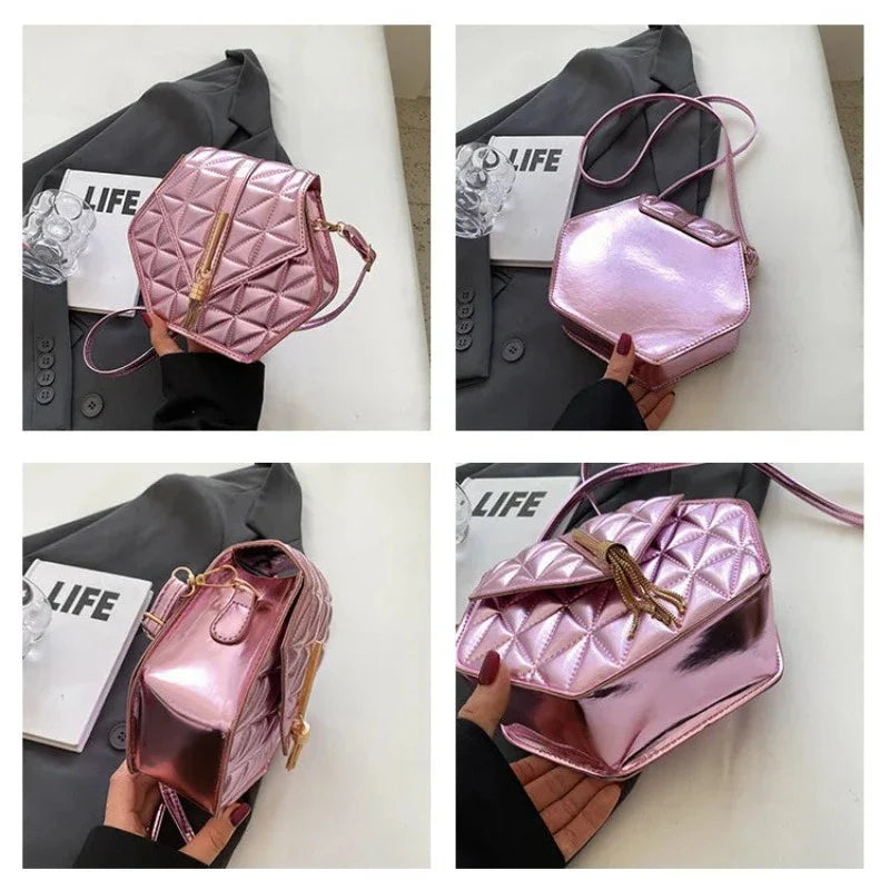 Sac Doré Hexagone PU Cuir