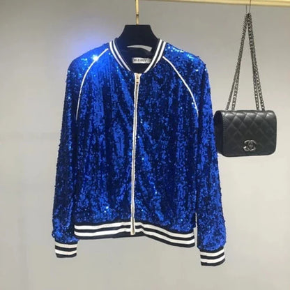 Herren Pailletten Jacke Bomber Baseball