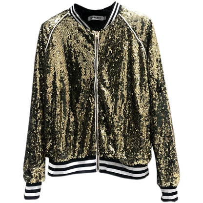 Herren Pailletten Jacke Bomber Baseball