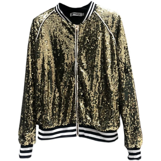 Herren Pailletten Jacke Bomber Baseball