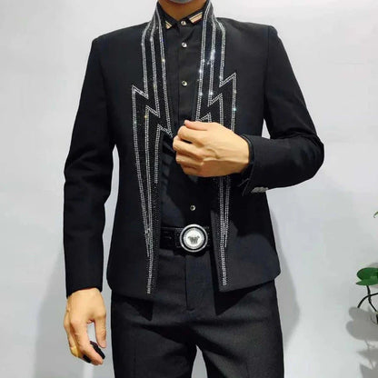 Herren Blazer Jacke mit Strass und Reißverschluss