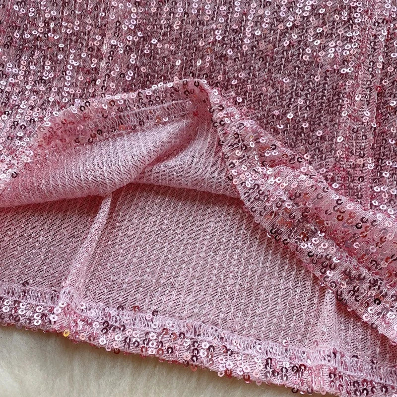 Top Paillette Langarm Federn