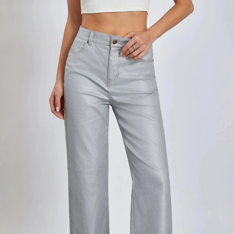 Goldene Damenhose mit geradem Schnitt