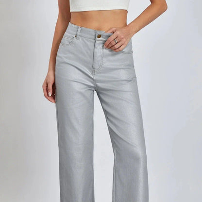 Goldene Damenhose mit geradem Schnitt