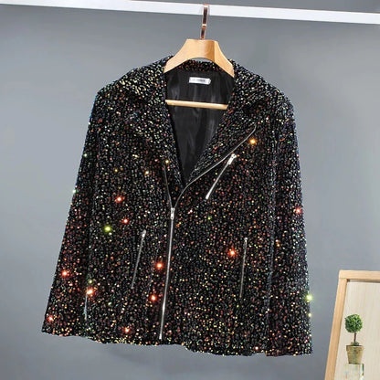 Herren Pailletten Jacke mit Reißverschluss