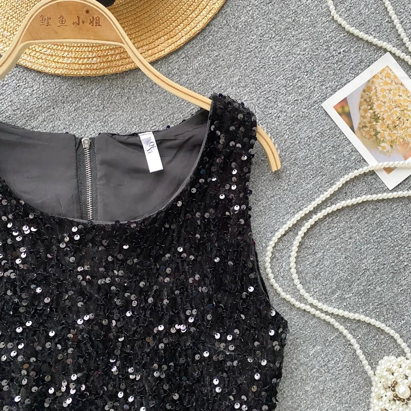 Oberteil Top mit Pailletten, Unterhose, Fell, Damen