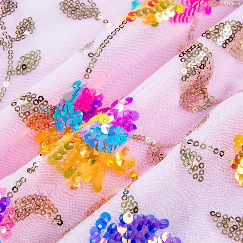 Paillettenkleid mit Rückenausschnitt Blumen Träger Kette