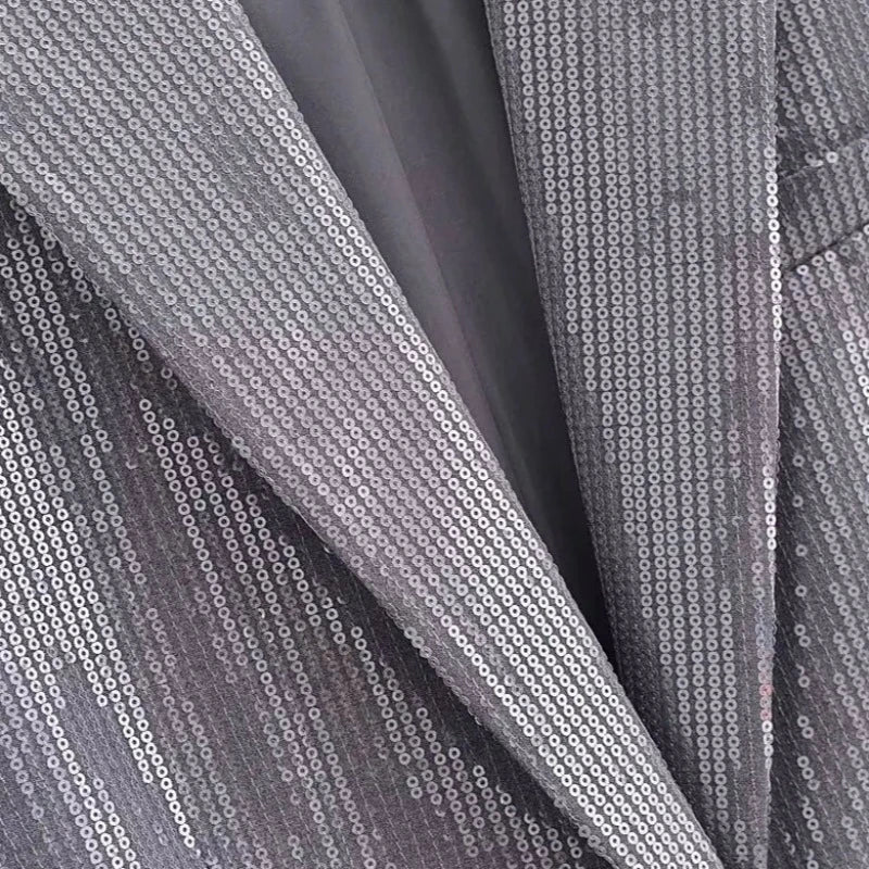 Pailletten Kostüm Set Grau für Damen