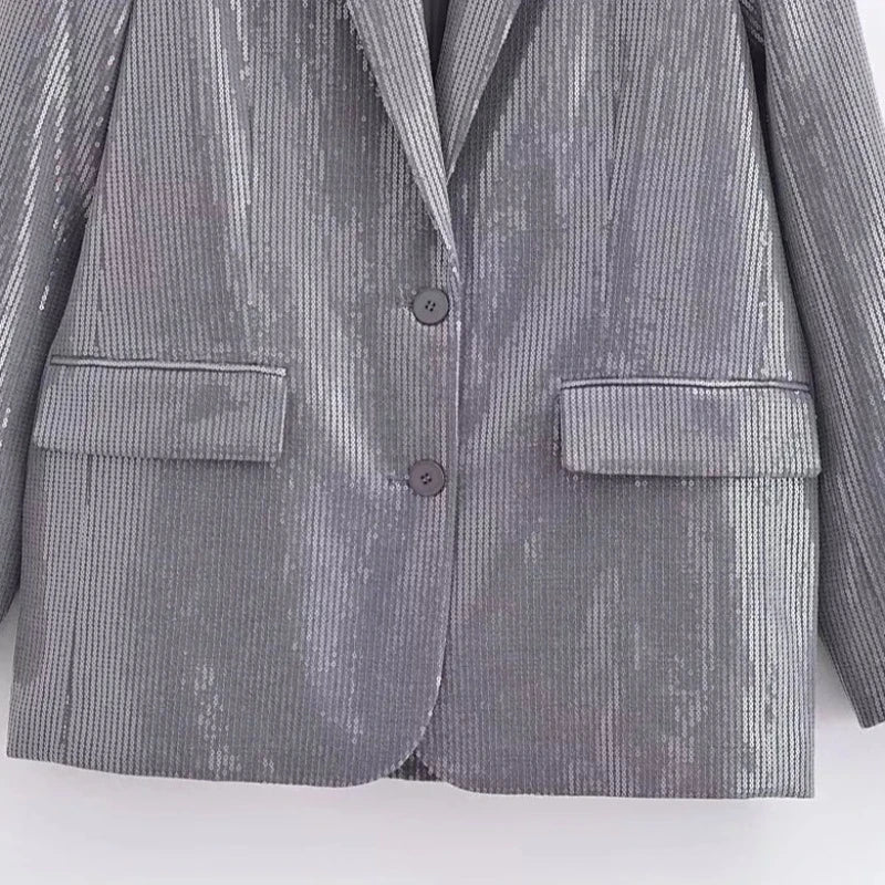 Pailletten Kostüm Set Grau für Damen