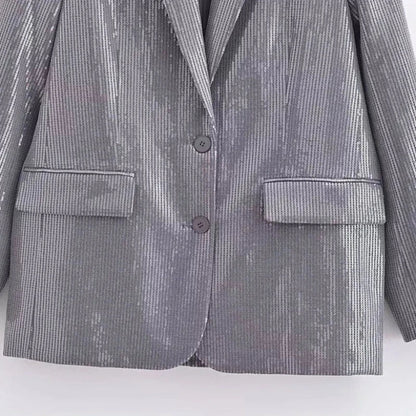 Pailletten Kostüm Set Grau für Damen