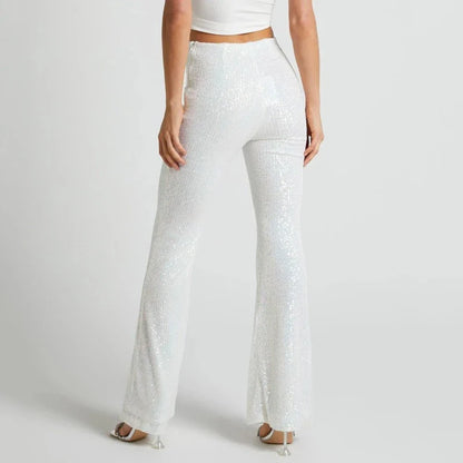 Damenshorts mit Pailletten und Elefantenfußmuster