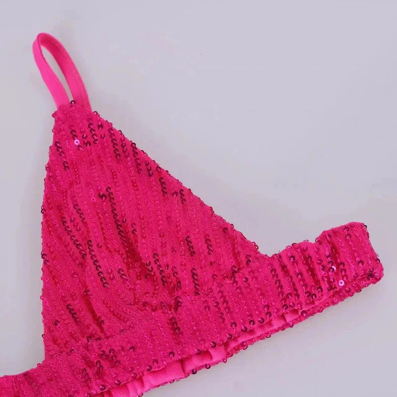 Paillettenkleid Hemd Hose und BH Set