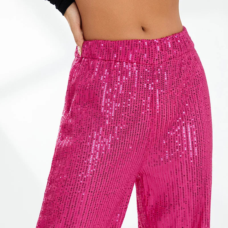 Damentaille Paillettenhose Gerader Schnitt