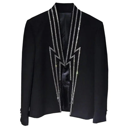 Herren Blazer Jacke mit Strass und Reißverschluss