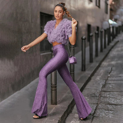 Damen Paillettenhose mit Elefantenbein