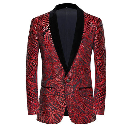 Herren Blazer Jacke Pailletten Samt