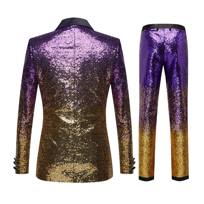 Anzugjacke mit Pailletten-Hose im Farbverlauf für Herren