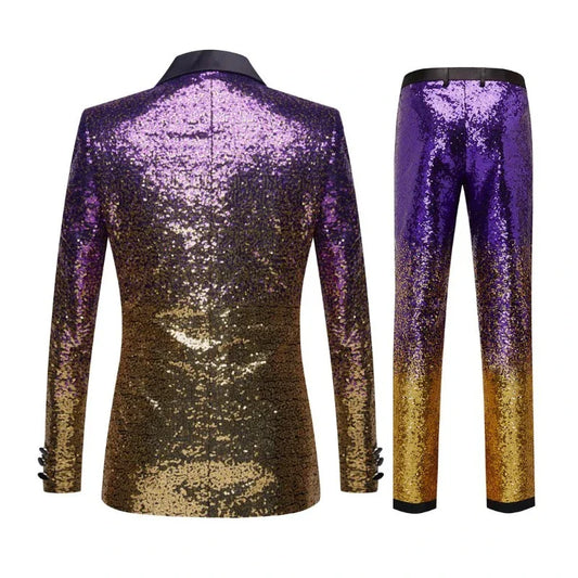 Anzugjacke mit Pailletten-Hose im Farbverlauf für Herren