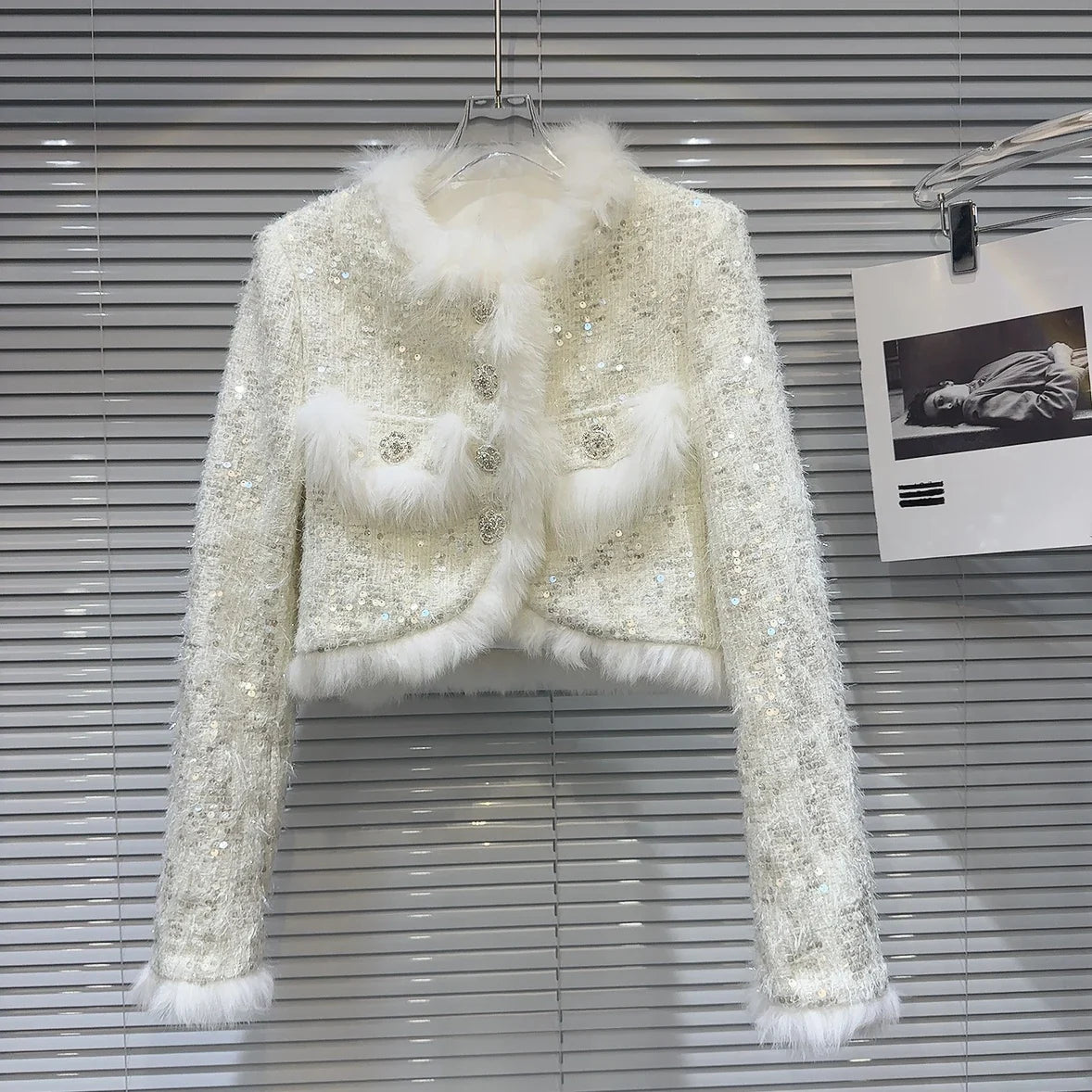 Elegantes Ensemble Jacke Rock Pailletten