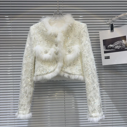 Elegantes Ensemble Jacke Rock Pailletten