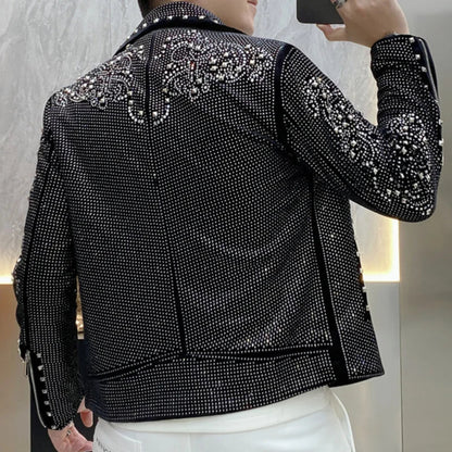 Männer Strass Jacke Motorrad-Design