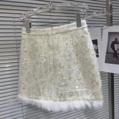 Elegantes Ensemble Jacke Rock Pailletten