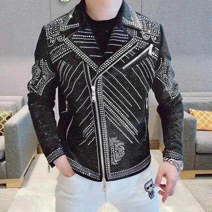 Männer Strass Jacke Motorrad-Design