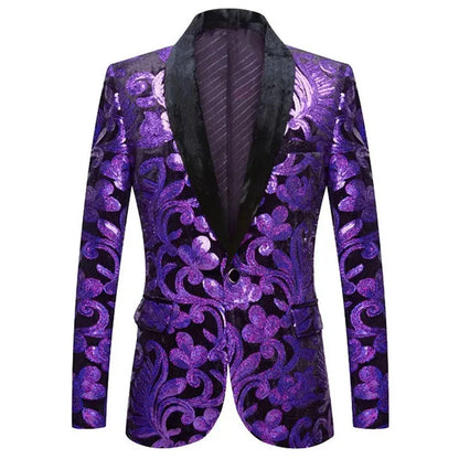 Herren Blazer Jacke Pailletten Samt
