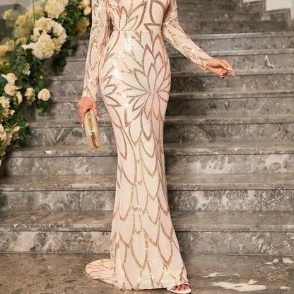 Abendkleid mit Pailletten, lang, mit Reißverschluss