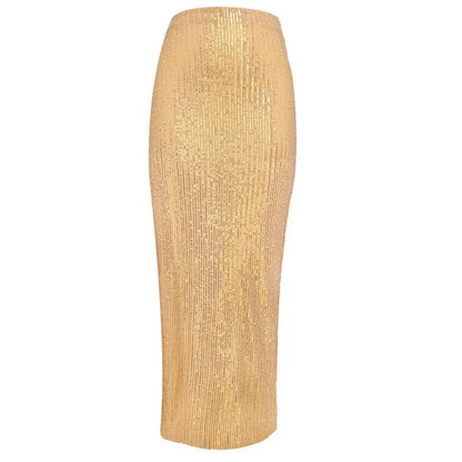 Abendrock mit Pailletten, Hohe Taille