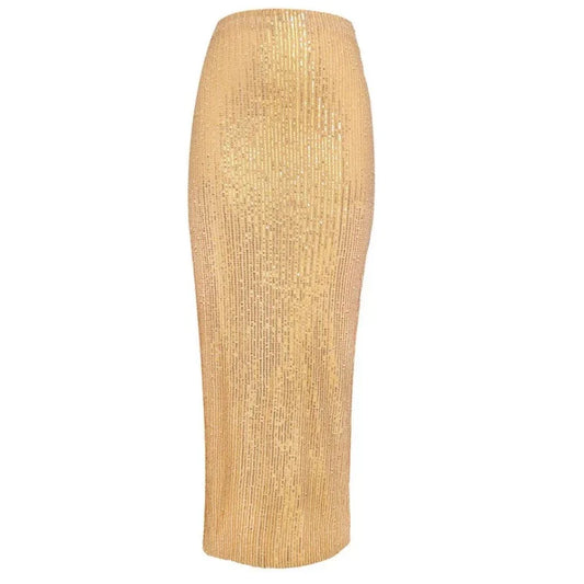 Abendrock mit Pailletten, Hohe Taille