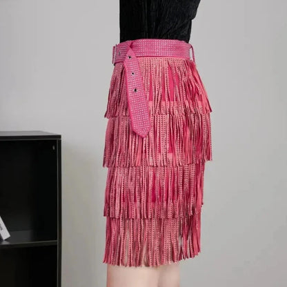 Rock und Bikini mit Fransen und Strass