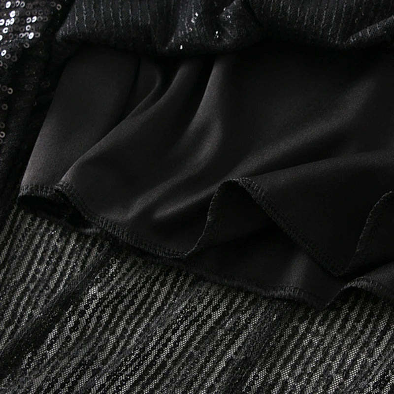 Lange Paillettenrock hohe Taille