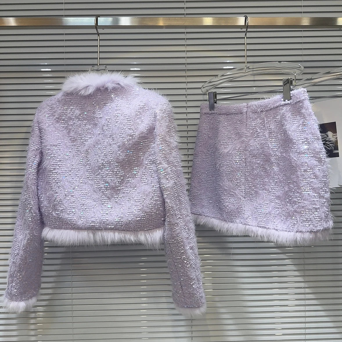 Elegantes Ensemble Jacke Rock Pailletten