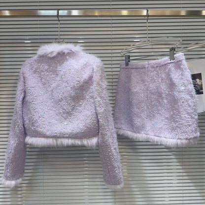 Elegantes Ensemble Jacke Rock Pailletten