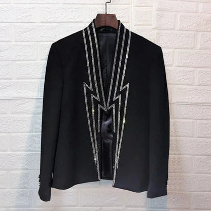 Herren Blazer Jacke mit Strass und Reißverschluss
