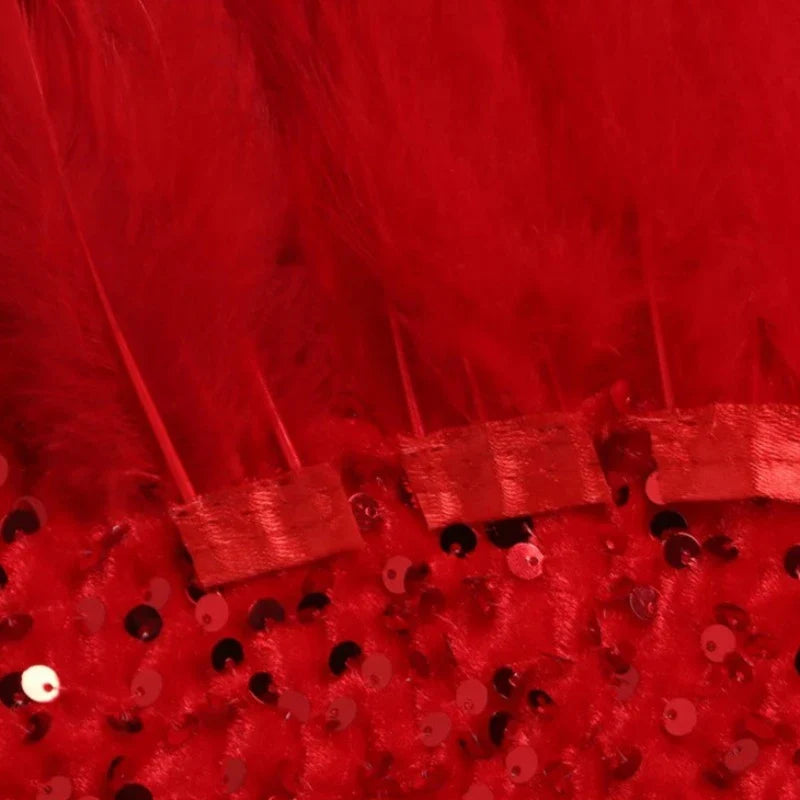 Mini Rock Abend Pailletten Bustier Federn