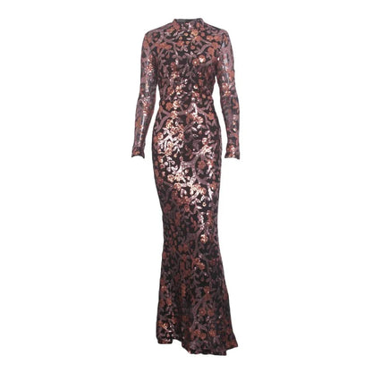 Langes Paillettenabendkleid mit Blumen