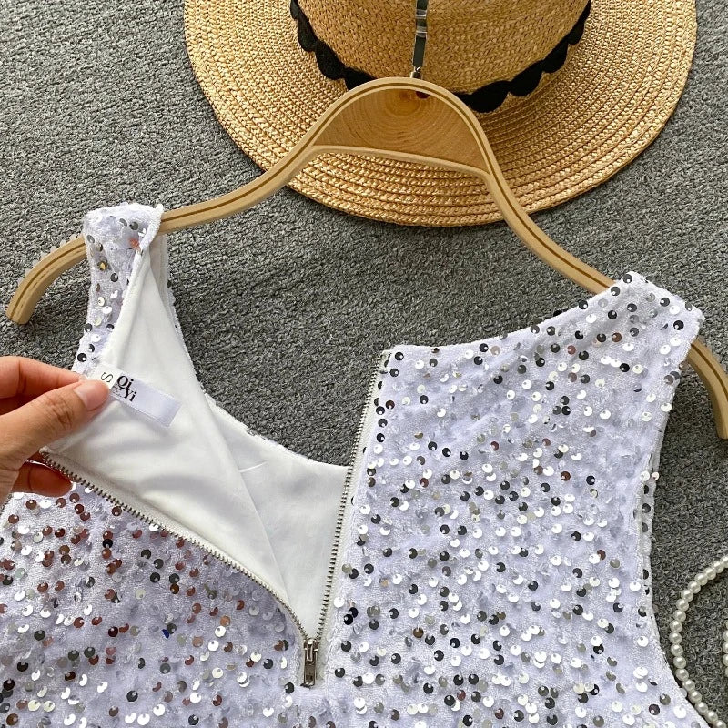 Oberteil Top mit Pailletten, Unterhose, Fell, Damen