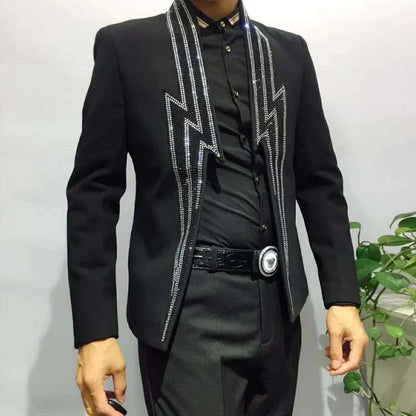 Herren Blazer Jacke mit Strass und Reißverschluss