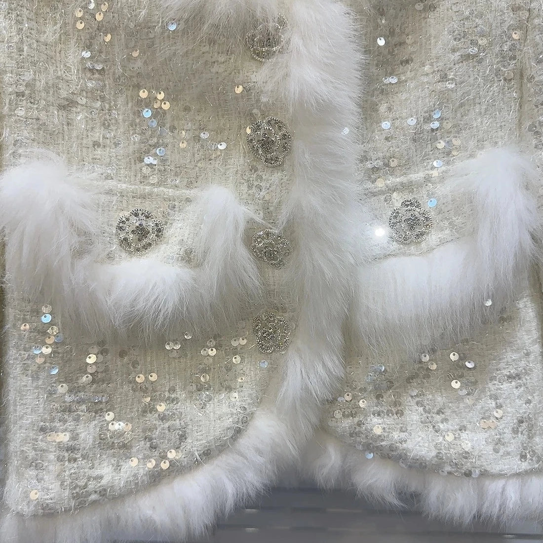 Elegantes Ensemble Jacke Rock Pailletten