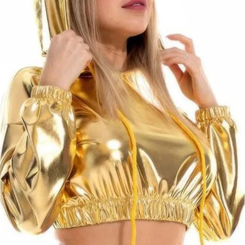 Kurzes Silbernes Damen-Sweatshirt