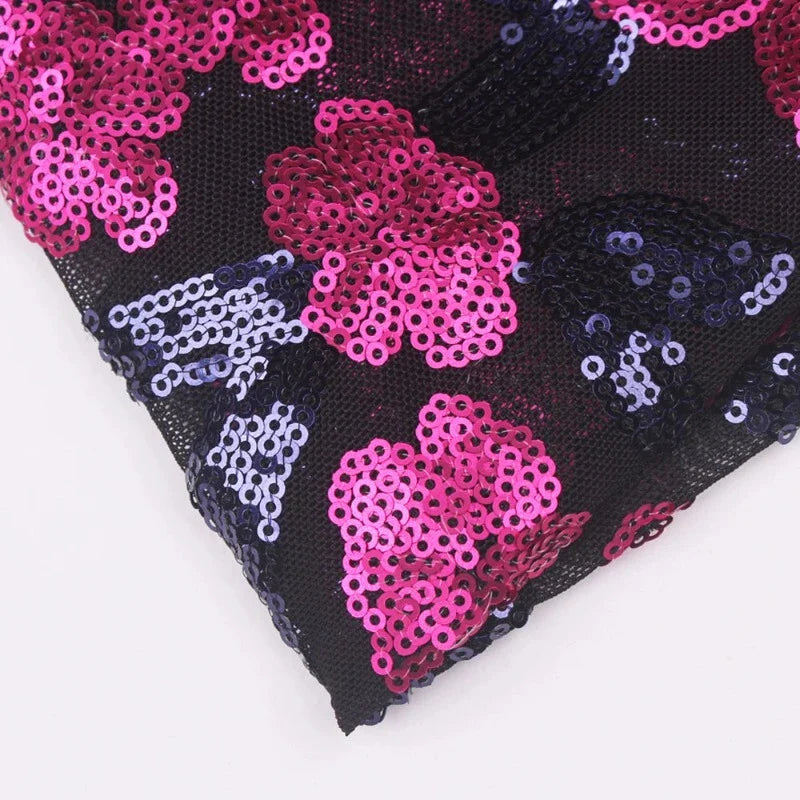 Langes Paillettenabendkleid mit Blumen