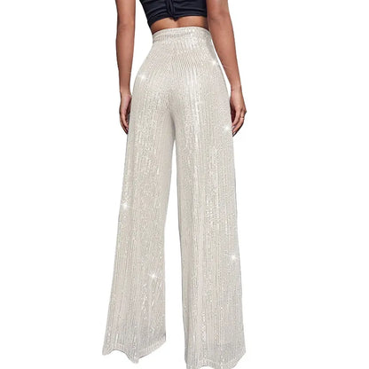 Damen Paillettenhose Weite Schnitt