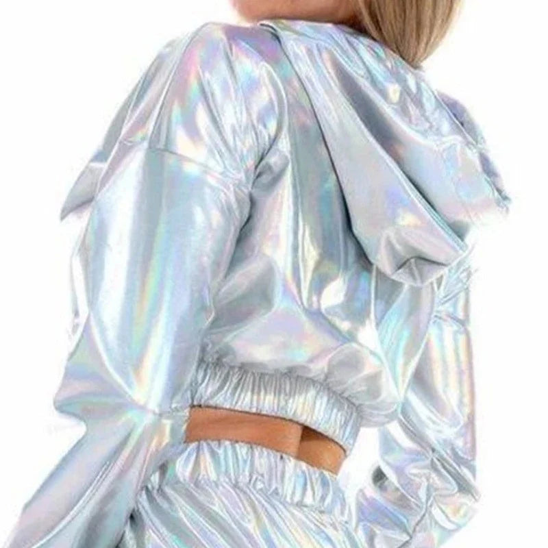 Kurzes Silbernes Damen-Sweatshirt